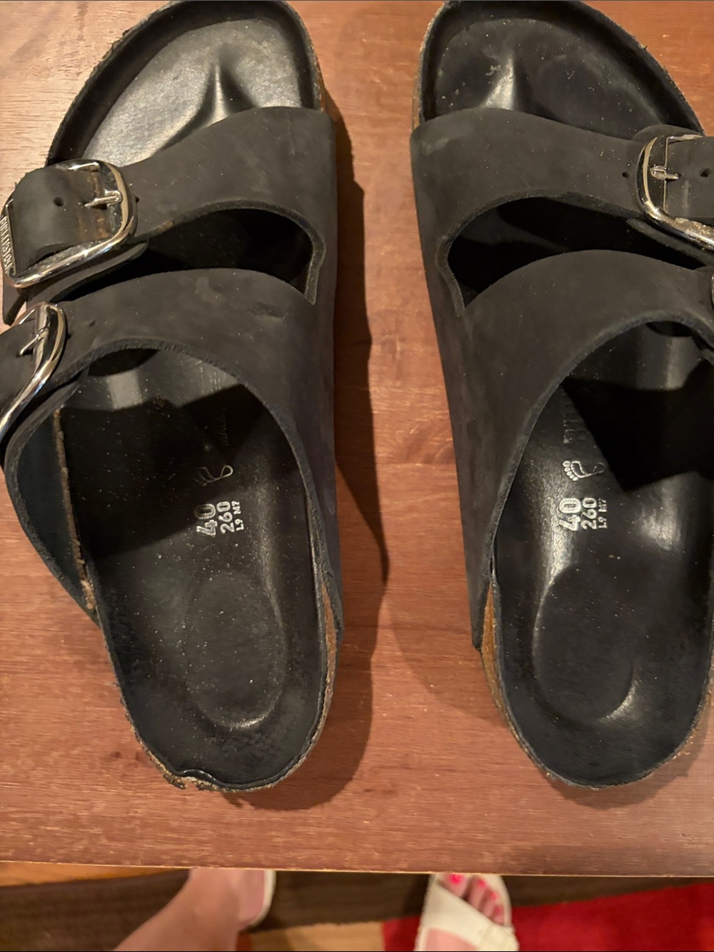 Birkenstock Black Double-Buckle Nubuck Slide Sandals - Picture 3 of 5